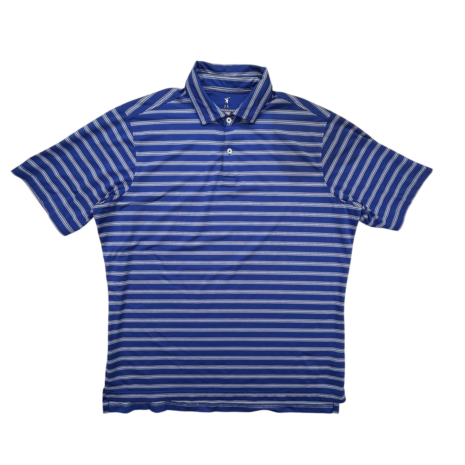 Fairway  Greene Shirt Mens Large Blue White Striped Golf Polo Usa Made